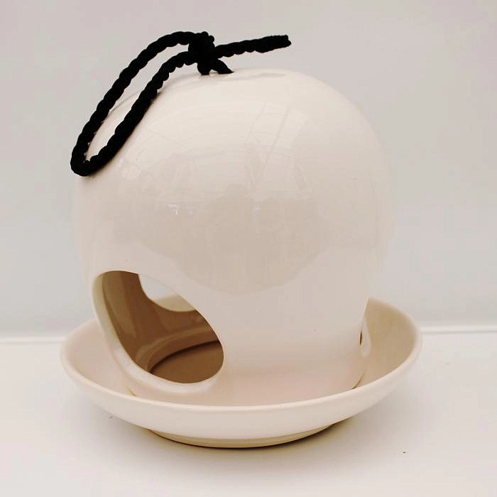 Кормушка для птиц из керамики серая FB191G