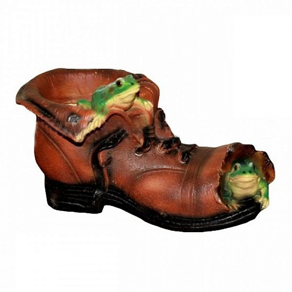 Кашпо Башмак с лягушками H-15