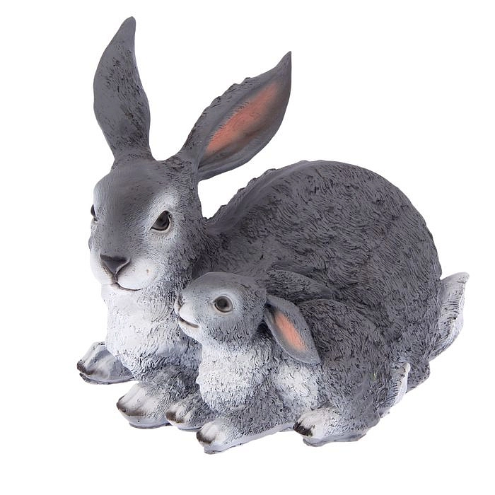 Фигура садовая Зайчиха с зайчонком лежащая АФ0052
