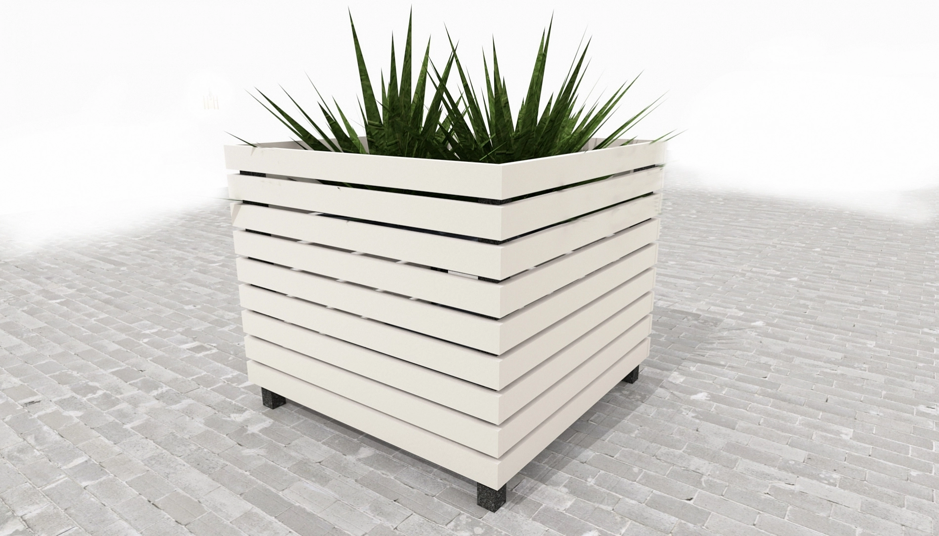 Кашпо Монако Деревянное белое 570*570*590