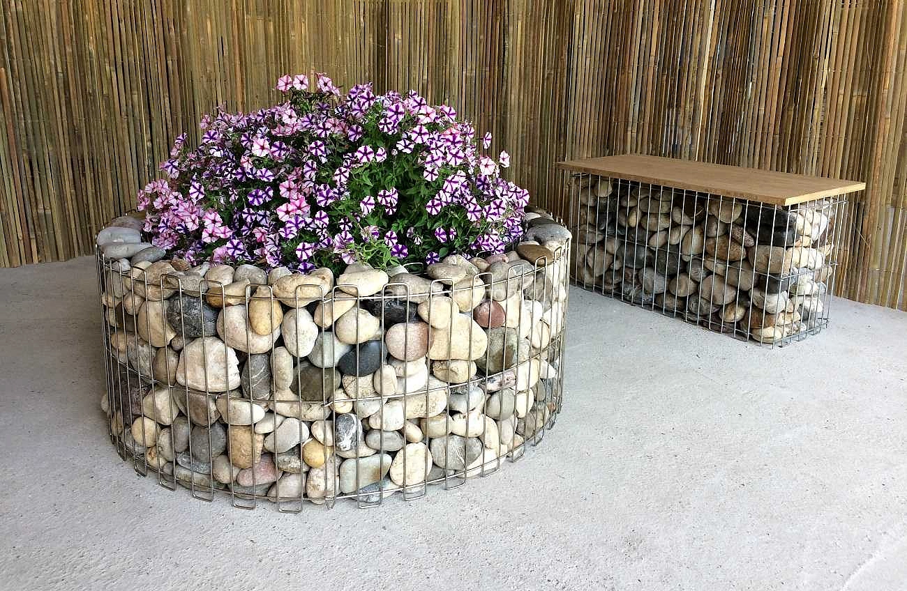Габион Клумба круглая каменная 1,25*1,05*0,4( яч 25*50) ФЛОРАЛАЙФ
