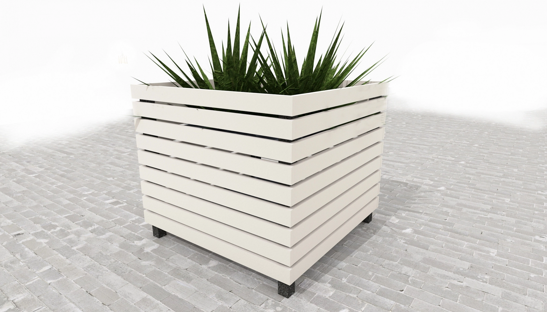 Кашпо Монако Деревянное белое 570*570*590