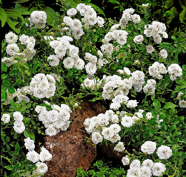 Роза 'Уайт Фейри' (миниатюрная, почвопокровная) (белая)