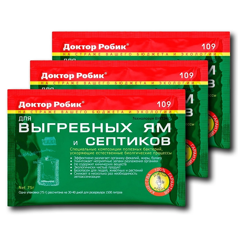 Средство Очиститель для выгребных ям и септиков 109 Доктор Робик 75г