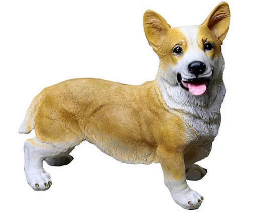 Фигура садовая Собака корги с фонарем 