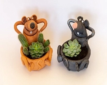 Шамот Кашпо Мышь для кактусов и суккулентов 