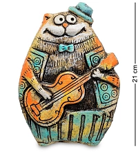 Шамот Кашпо Кот с гитарой
