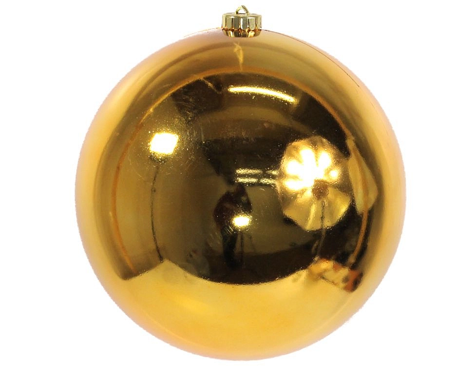 Пластиковый шар глянцевый, цвет: насыщенно-золотой, 200 мм, Kaemingk