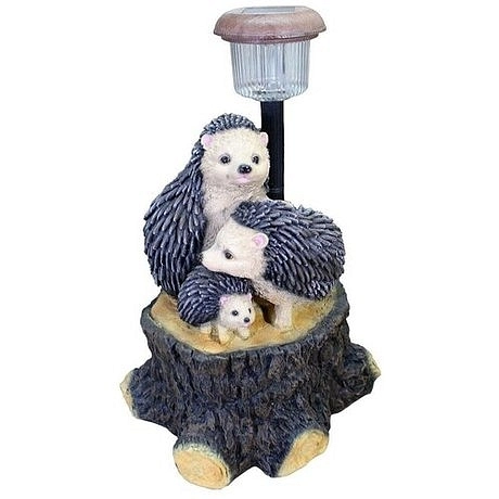Фигура садовая Три ежа на пне с фонарем 45*28 
