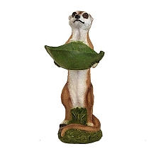 Фигура садовая Сурикат с листом 16,5*15*33см