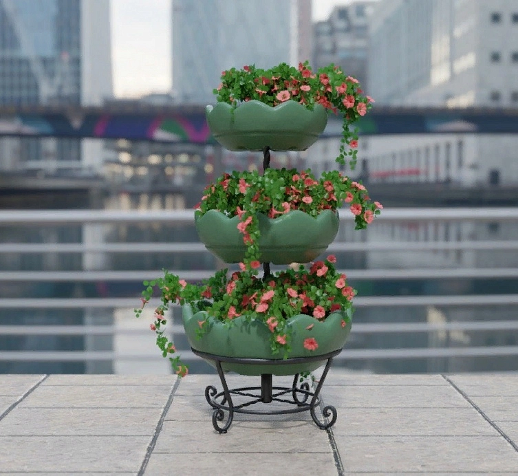 Цветочница парковая 3-х ярусная с термочашами