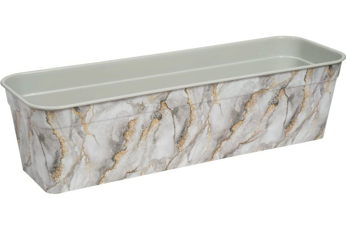 Ящик балконный InGreen 80см с поддоном пластик мраморный