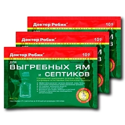 Средство Очиститель для выгребных ям и септиков 109 Доктор Робик 75г Средство Очиститель для выгребных ям и септиков 109 Доктор Робик 75г