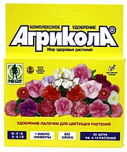 Удобрение цветочное АГРИКОЛА палочки для цветущих растений 20 шт палочек 