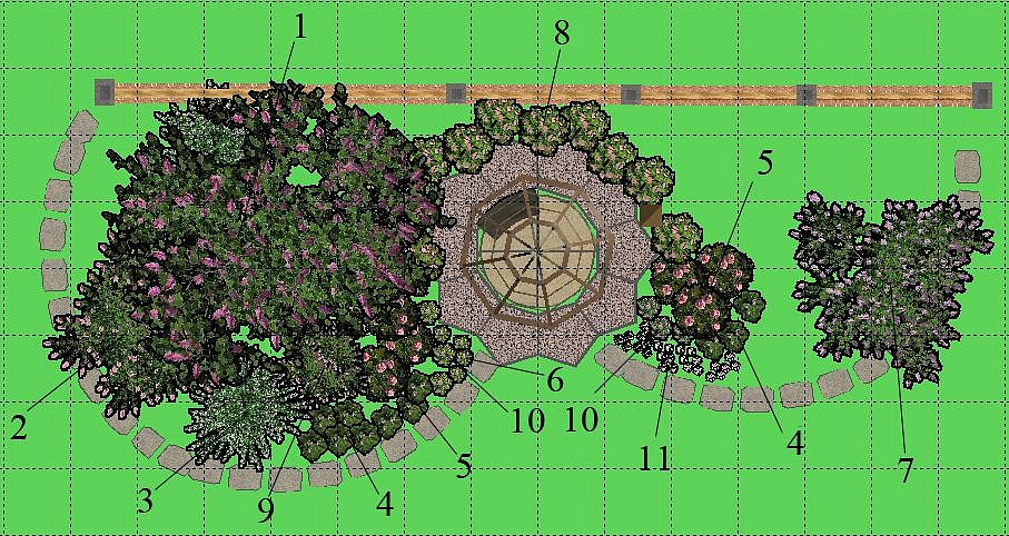Ландшафтный проект с сиренью №3 Романтизм (розовый сад)