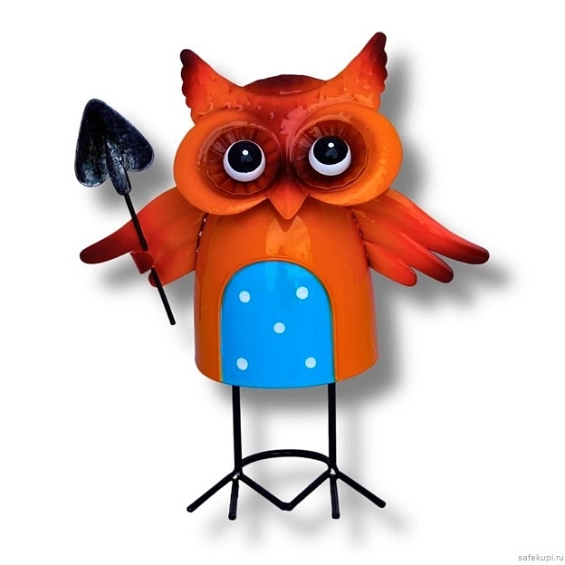 декор для  сада совушка с лопаткой 300*300*200 ПКО