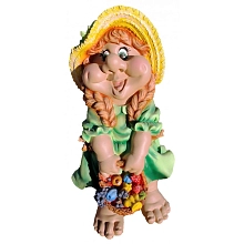 Фигура садовая Гном девочка с фруктовой корзиной Р120415