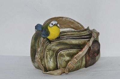 Кашпо Сумка с синичкой НА07017