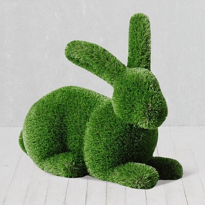 Зайчик-топиарий Подарочная игрушка из искуственой травы зеленая
