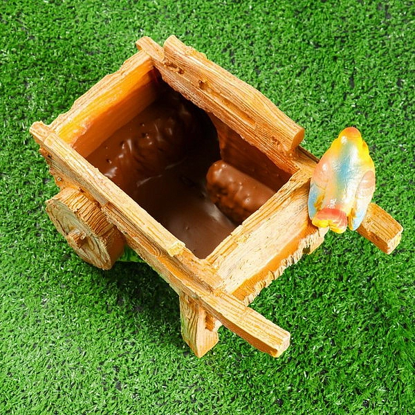 Кашпо Тележка с птичкой