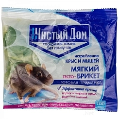 Родентицид Чистый дом тесто-брикет от крыс 100г Родентицид Чистый дом тесто-брикет от крыс 100г