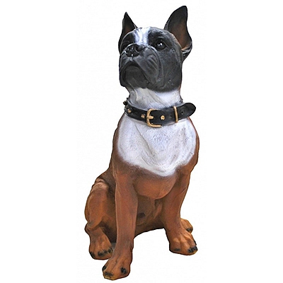 Фигура садовая Собака Бульдог сидячий с фонарем