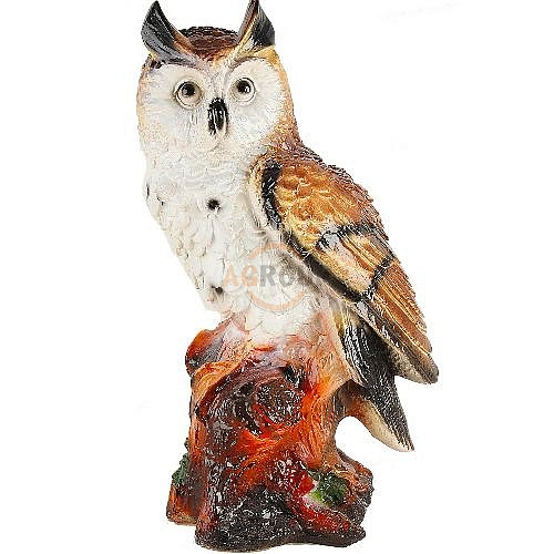 Фигура садовая Филин на бревне АФ0156