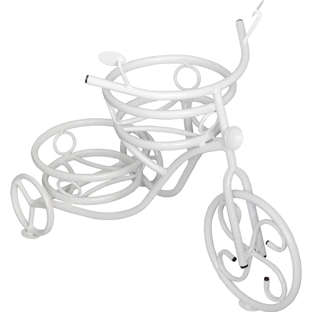 Подставка садовая Велосипед напольная на 2 горшка белый 