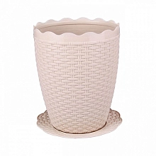 Кашпо Плетение Ротанг пластик с поддоном слон кость