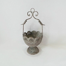 Кашпо Белая патина подвесное д/цветов FY-160030-L-MD 