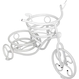 Подставка садовая Велосипед напольная на 2 горшка белый 