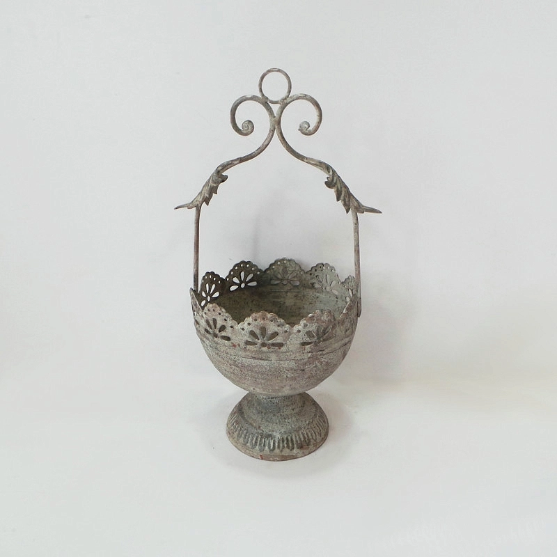 Кашпо Белая патина подвесное д/цветов FY-160030-L-MD 