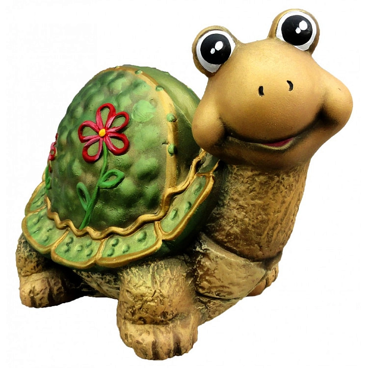 Фигура садовая Черепаха с цветком 