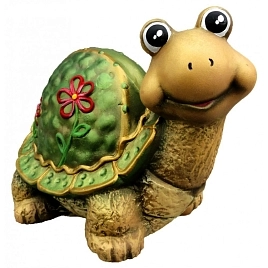 Фигура садовая Черепаха с цветком 